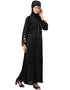 Modern Front open Hand embroidered Nida Dubai Kaftan Black