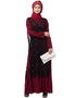 Arabic Two Piece Diamond cut fully Beaded Front and Back Party Abaya Black