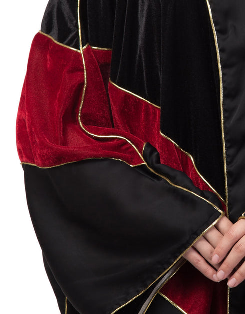 Muslimah Velvet contrast triangle front open Dubai Kaftan Black