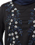 Muslim Front and Sleeve hand embroidered Party Abaya Black