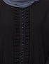 Women Pleats and Beads with Bell sleeve Abaya Black