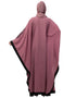 Trendy Center and Sleeve embroidery contrast Band Kaftan Pink