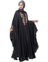 Muslimah Neck and Sleeve Embroidered Irani Kaftan Dark Grey