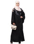 Muslim Front to back resham embroidery Front open Dubai Style Kaftan cum Abaya Black