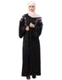 Muslim Front to back resham embroidery Front open Dubai Style Kaftan cum Abaya Black