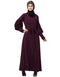 Arabic Long cuff full balloon sleeve with belt A line Abaya Wine