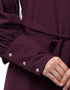 Arabic Long cuff full balloon sleeve with belt A line Abaya Wine