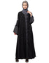 Trendy Front open Sleeve embroidery Dubai style Kaftan cum Abaya Black