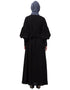 Muslimah Long cuff full balloon sleeve with belt A line Abaya Black