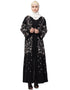 Trendy Full Zari embroidered front open part Abaya Black