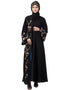 Muslim Right side and both sleeve Resham Embroidery Front open Abaya Black