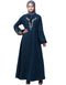 Modest Front and Sleeve Resham Embroidery Balloon Sleeve Abaya Teal