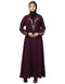 Islamic Front and Sleeve Resham Embroidery Balloon Sleeve Abaya Wine