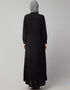 Modest Front Open with Silver Embroidery Casual Abaya In The Color Black