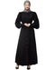 Islamic Front Open long Cuff Gathered Puffed Sleeve Casual Abaya in the Shade Of Black