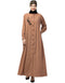 Arabic Front Open with Black Embroidery Casual Abaya In The Color Skin