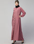 Chic Front open Contrast Embroidery Casual Abaya In The Color Mauve Pink