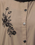 Trendy Front Open with Black Embroidery Casual Abaya In The Color Khaki