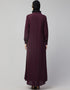 Dubai Front Open with Silver Flower Embroidery Casual Abaya In The Color Wine