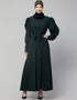 Muslim Long Cuff Gathered Puffed Sleeve with Bet A line Abaya in the Shade Of Green