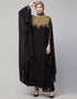 Trendy Double Layers Hand Copper Embroidered Kaftan In the Shade of Black