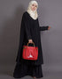 Arabic Embroidered neck band double layer Party Abaya Black