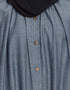 Chic Front open gather around neck Cotton Bohemian Abaya Blue