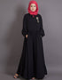 Muslim Balloon sleeve bohemian Abaya Black