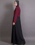 Modest Contrast body daily wear Maroon Black Abaya Black