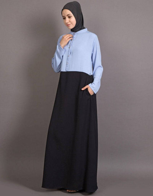 Islamic Contrast body daily wear Abaya Black