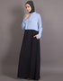 Islamic Contrast body daily wear Abaya Black