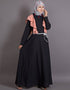 Women Frill casual daily wear casual pink abaya Black