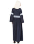 Modern Lace at waist and sleeve classic abaya Blue