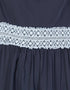 Modern Lace at waist and sleeve classic abaya Blue