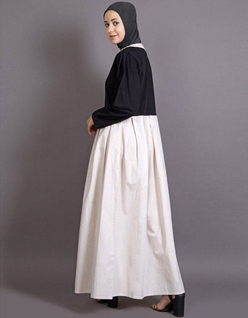 Muslim EMBROIDERED PETER PAN COLLAR party Abaya Black