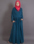 Modest Pleated contrast casual classic Abaya Teal