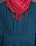 Modest Pleated contrast casual classic Abaya Teal