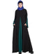 Muslim Contrast Yoke at front Back and Sleeve A line Abaya Black