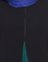 Muslim Contrast Yoke at front Back and Sleeve A line Abaya Black