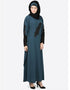 Dubai Patch Contrast Cuff Teal Kaftan Teal