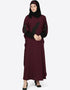 Muslim Patch Contrast Cuff Wine Kaftan Wine