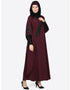 Muslim Patch Contrast Cuff Wine Kaftan Wine