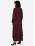 Muslim Patch Contrast Cuff Wine Kaftan Wine