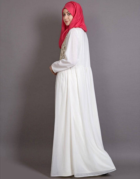 Chic Embellished Navy Party Burqown - Burqa and Gown White