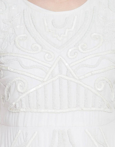 Muslim Hand embroidered Off White Wedding Abaya Off White