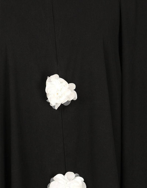 Dubai White Flower Irani Kaftan Black