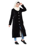 Islamic Velvet Front open Coat Abaya Black