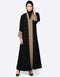 Muslim contrast band cuff pearls beaded Dubai Kaftan Black