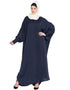 Chic Front open and cuff with self button butterfly Kaftan Blue
