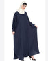 Chic Front open and cuff with self button butterfly Kaftan Blue